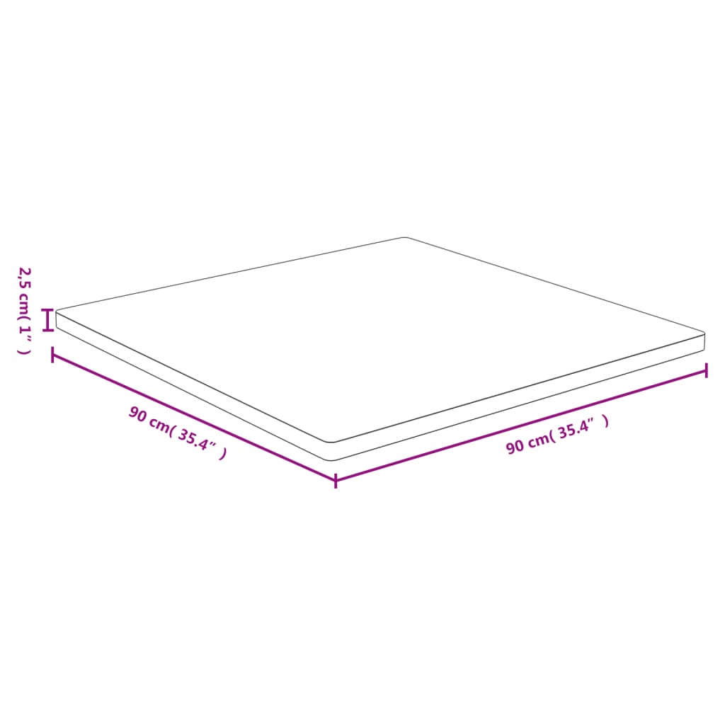 vidaXL Table Top 90x90x2.5 cm Bamboo