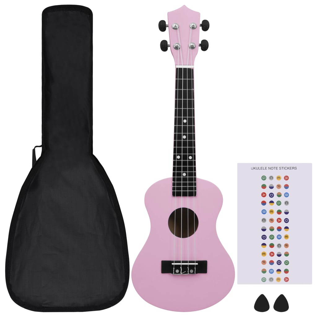 vidaXL Soprano Ukulele Set with Bag for Kids Pink 23"