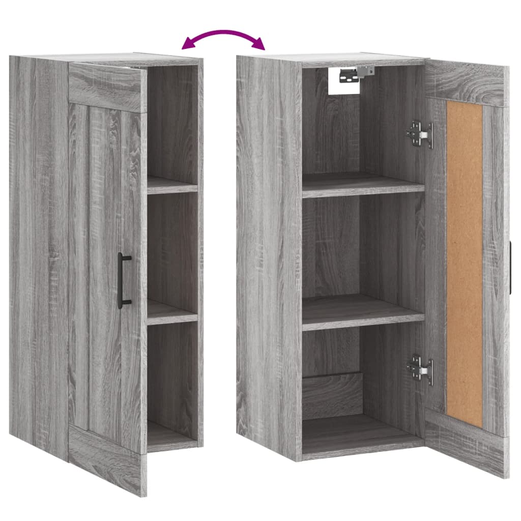 vidaXL Wall Mounted Cabinet Grey Sonoma 34.5x34x90 cm Engineered Wood