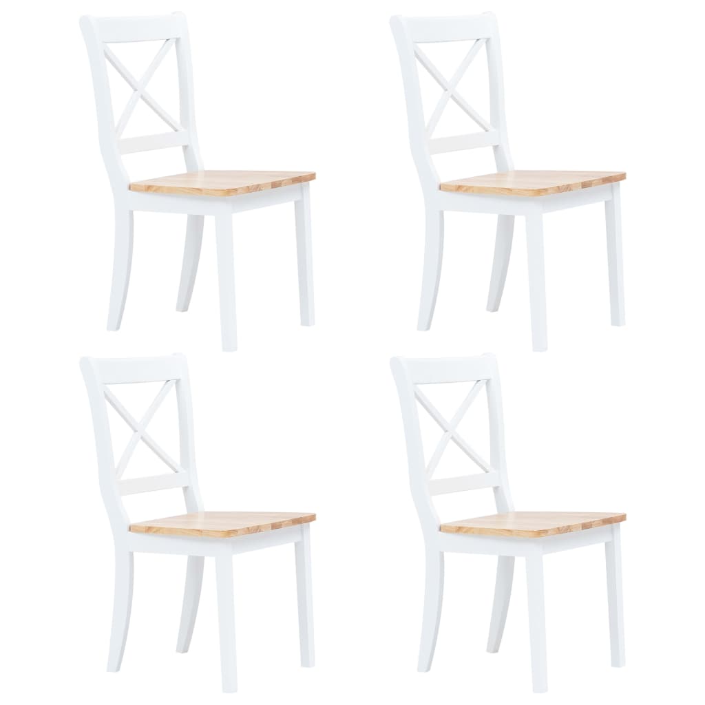 vidaXL 5 Piece Dining Set Solid Rubber Wood White and Brown