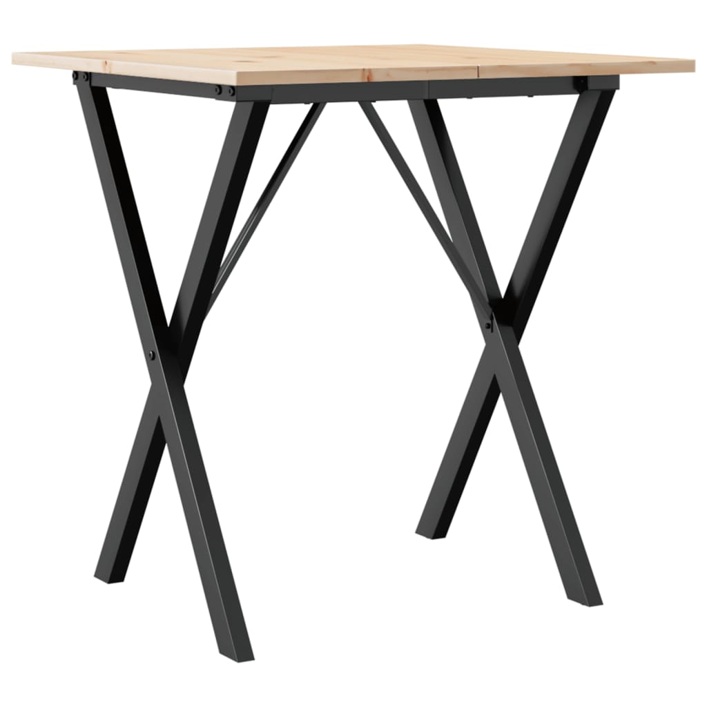 vidaXL Dining Table X-Frame 60x60x75 cm Solid Wood Pine and Cast Iron