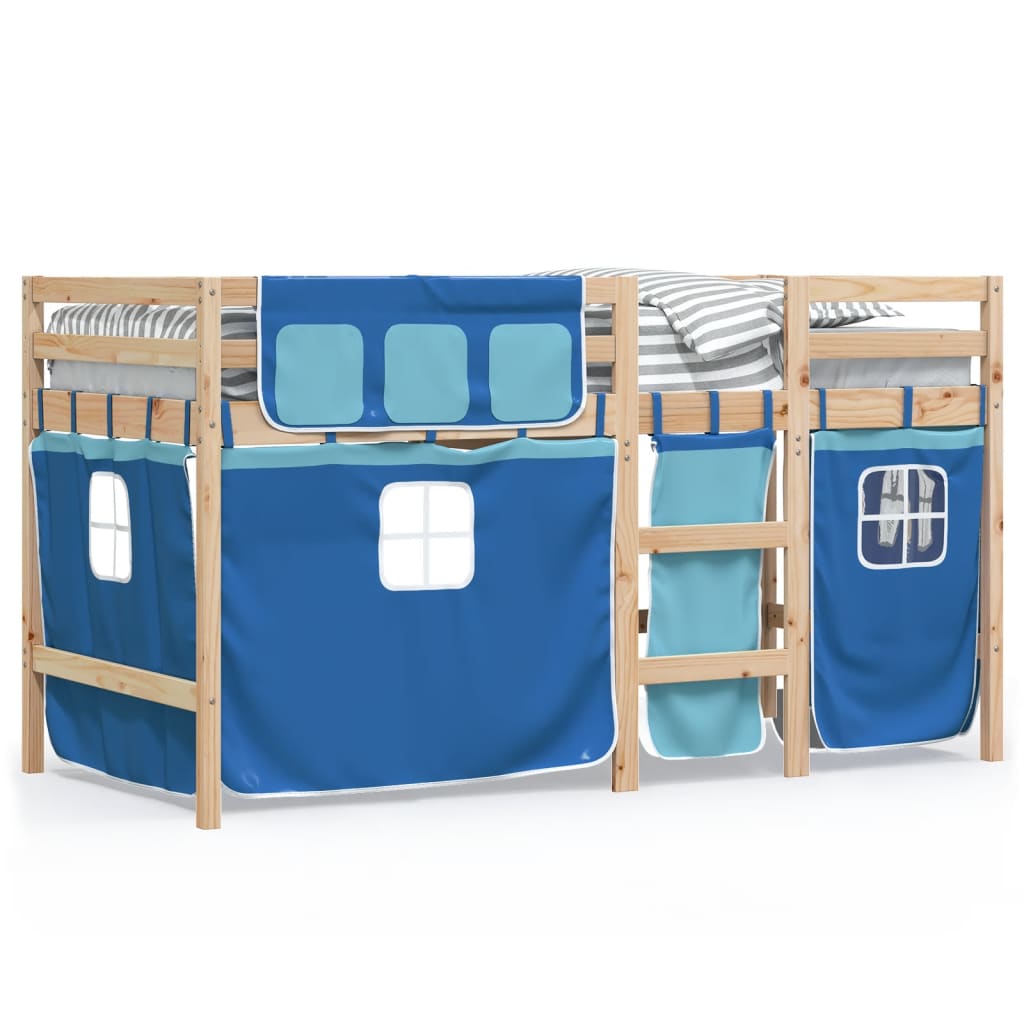 vidaXL Kids' Loft Bed with Curtains without Mattress Blue 80x200 cm