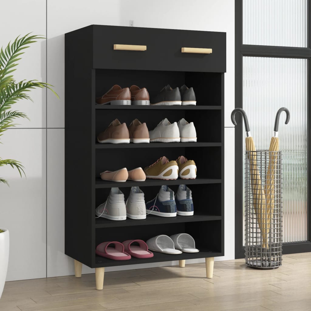 vidaXL Shoe Cabinet Black 60x35x105 cm Engineered Wood