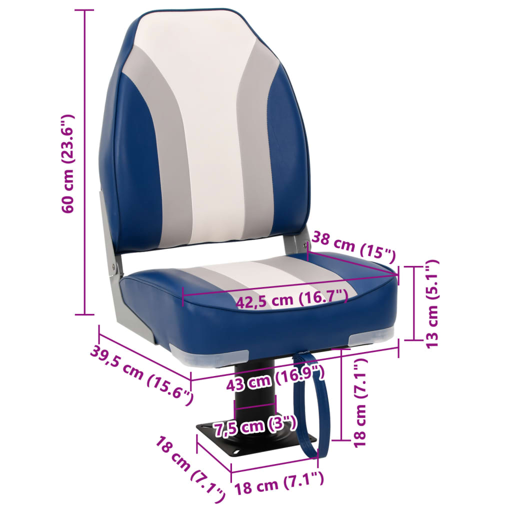 vidaXL Boat Seat with Pedestal 360° Rotatable