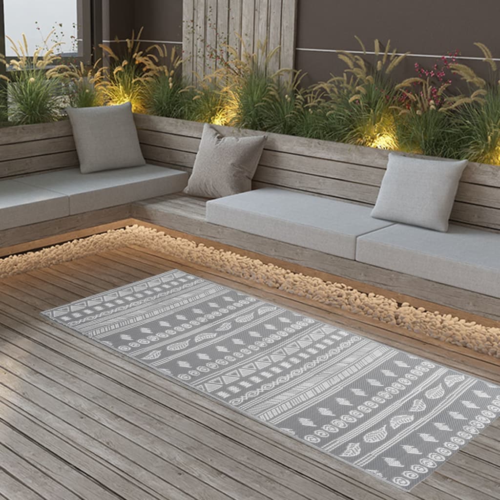 vidaXL Outdoor Rug Grey 80x150 cm PP