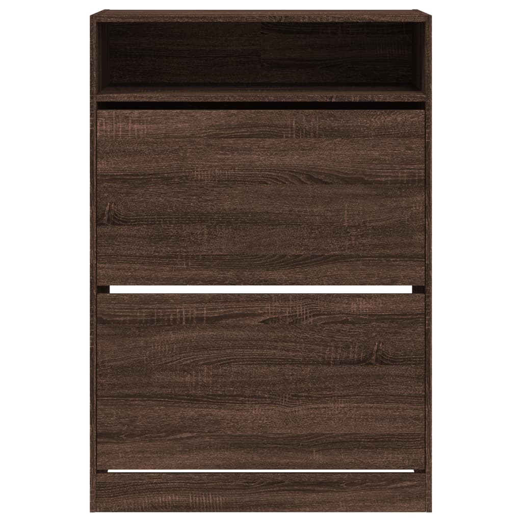 vidaXL Shoe Cabinet with 2 Flip-Drawers Brown Oak 80x34x116 cm