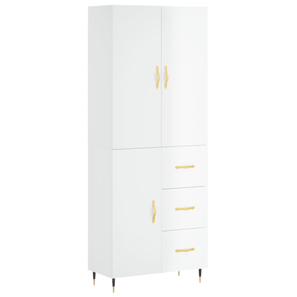 vidaXL Highboard High Gloss White 69.5x34x180 cm Engineered Wood