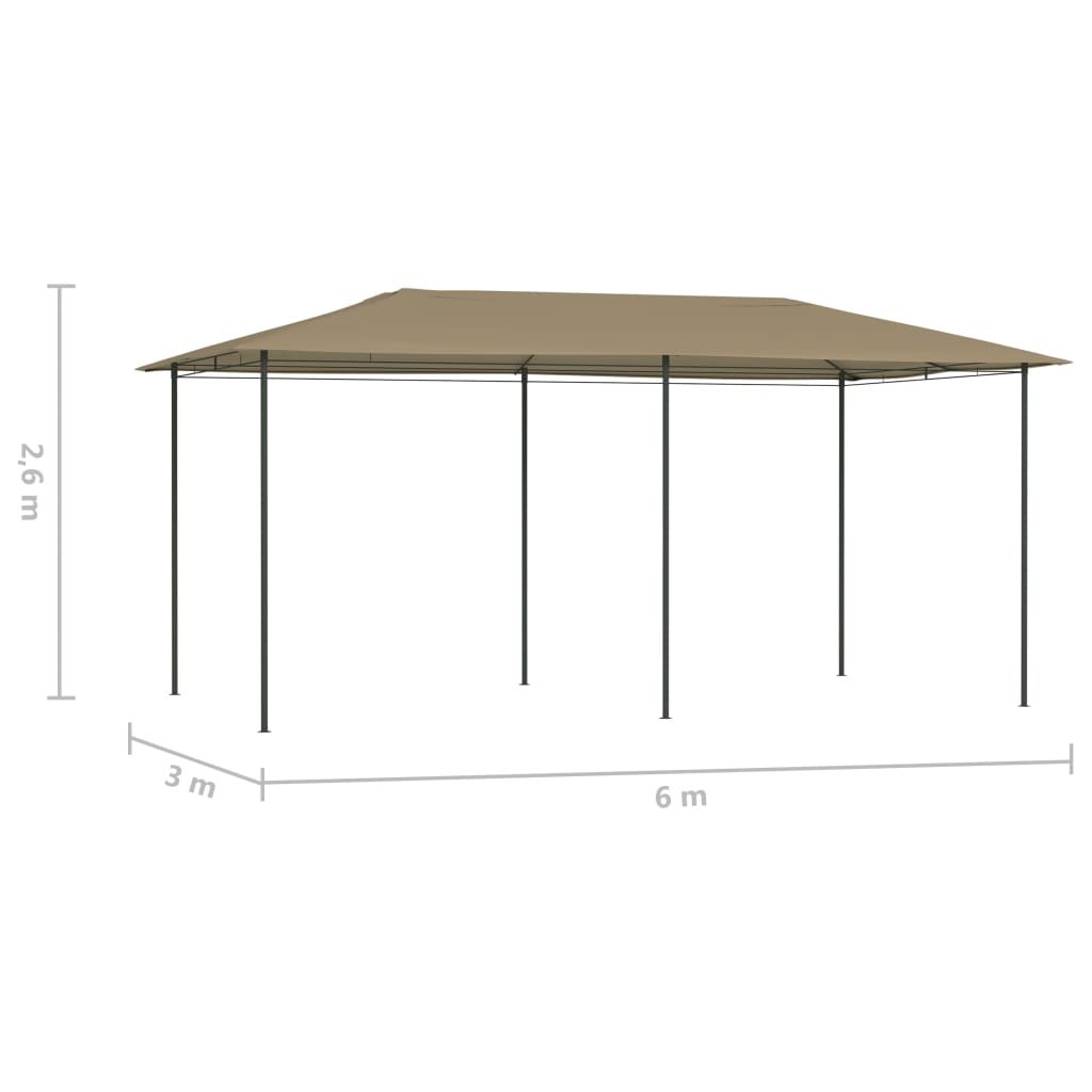 vidaXL Gazebo 2.98x5.3x2.59 m Taupe 160 g/m²