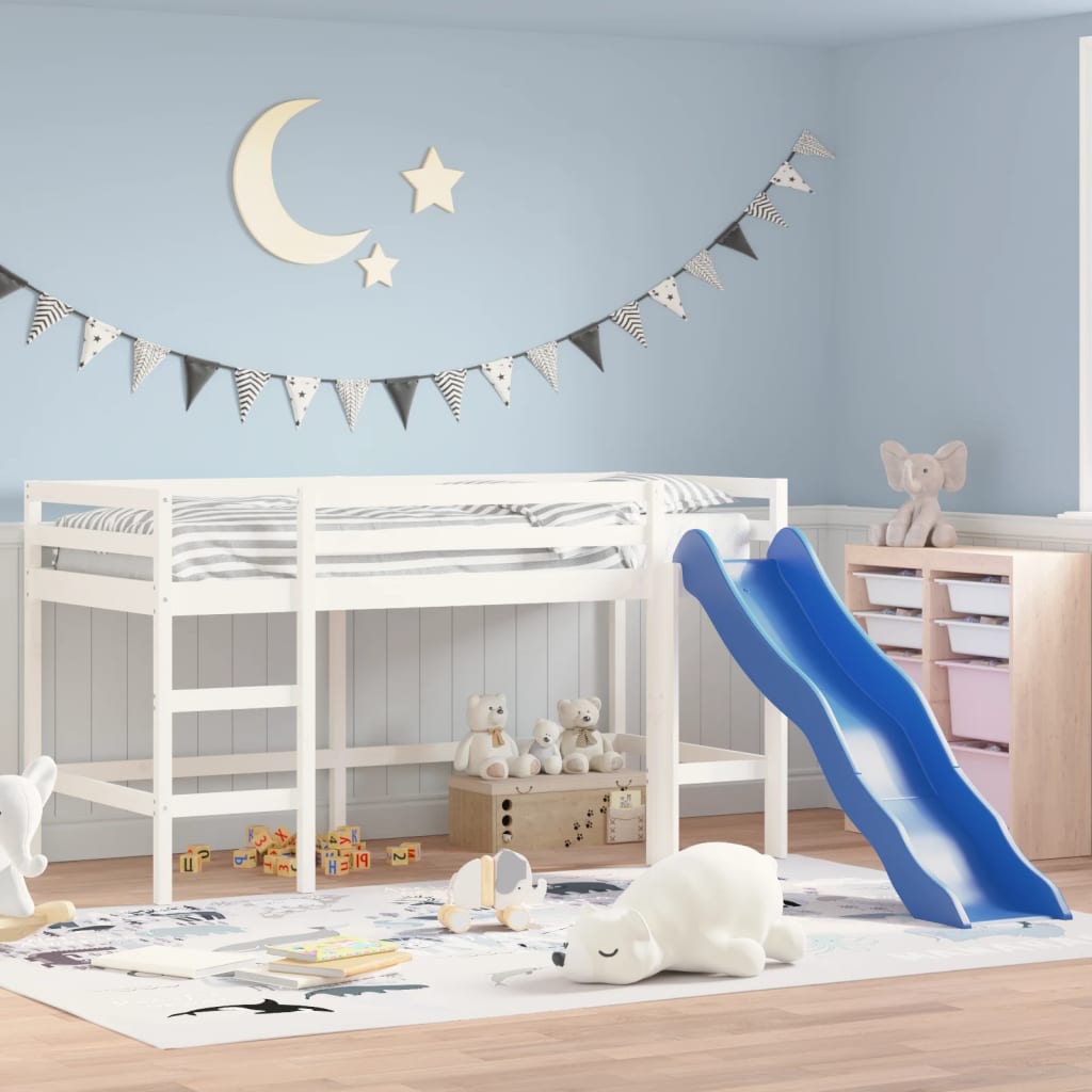 vidaXL Kids' Loft Bed with Slide White 90x200 cm Solid Wood Pine