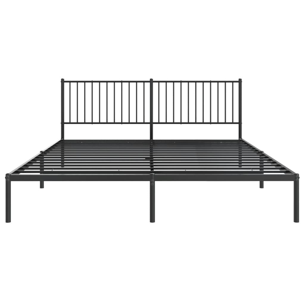 vidaXL Metal Bed Frame without Mattress with Headboard Black 180x200 cm Super King