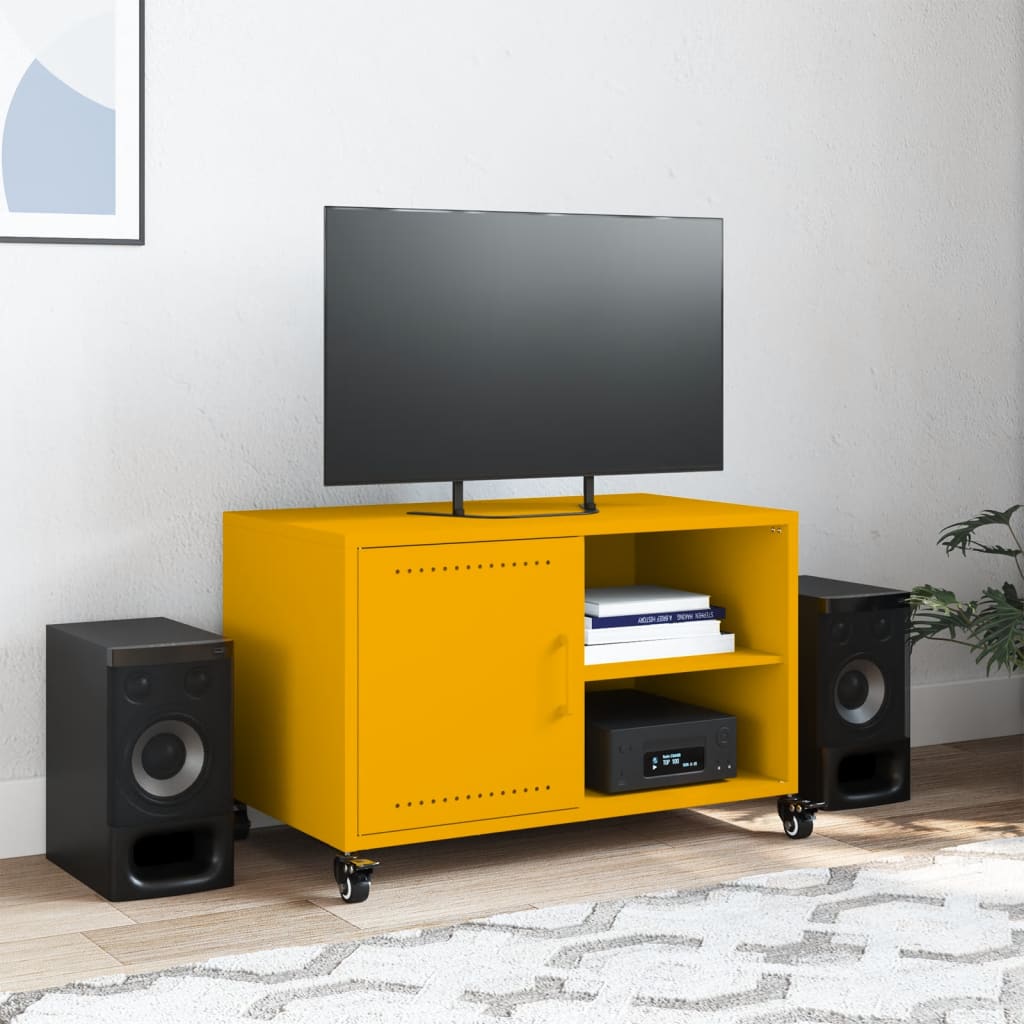 vidaXL TV Cabinet Mustard Yellow 68x39x43.5 cm Steel