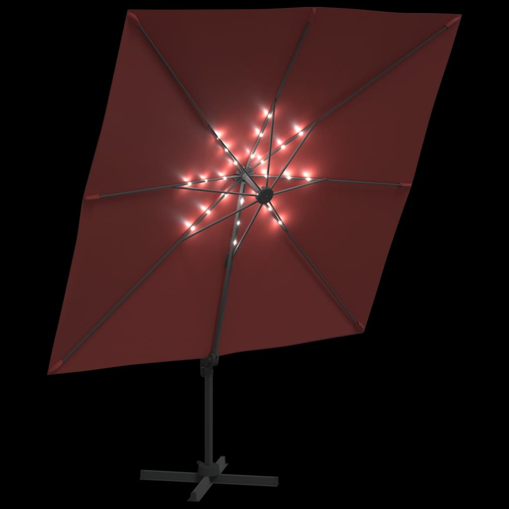 vidaXL LED Cantilever Garden Parasol Terracotta 400x300 cm