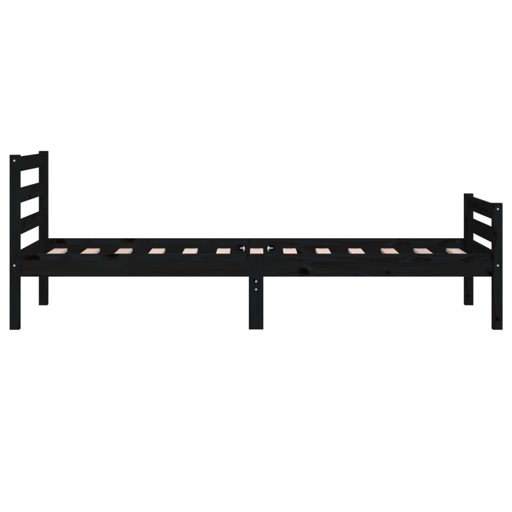 vidaXL Bed Frame without Mattress Black Solid Wood 75x190 cm Small Single