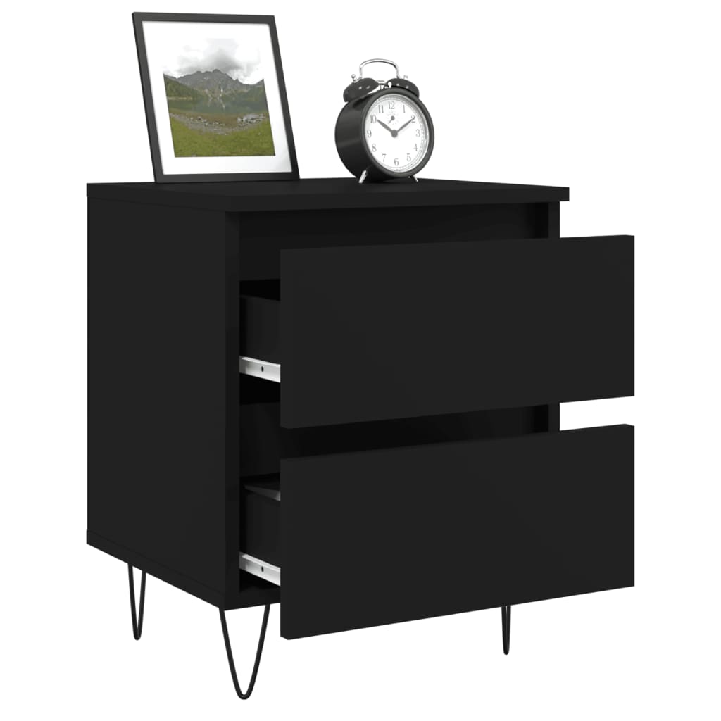 vidaXL Bedside Cabinets 2 pcs Black 40x35x50 cm Engineered Wood