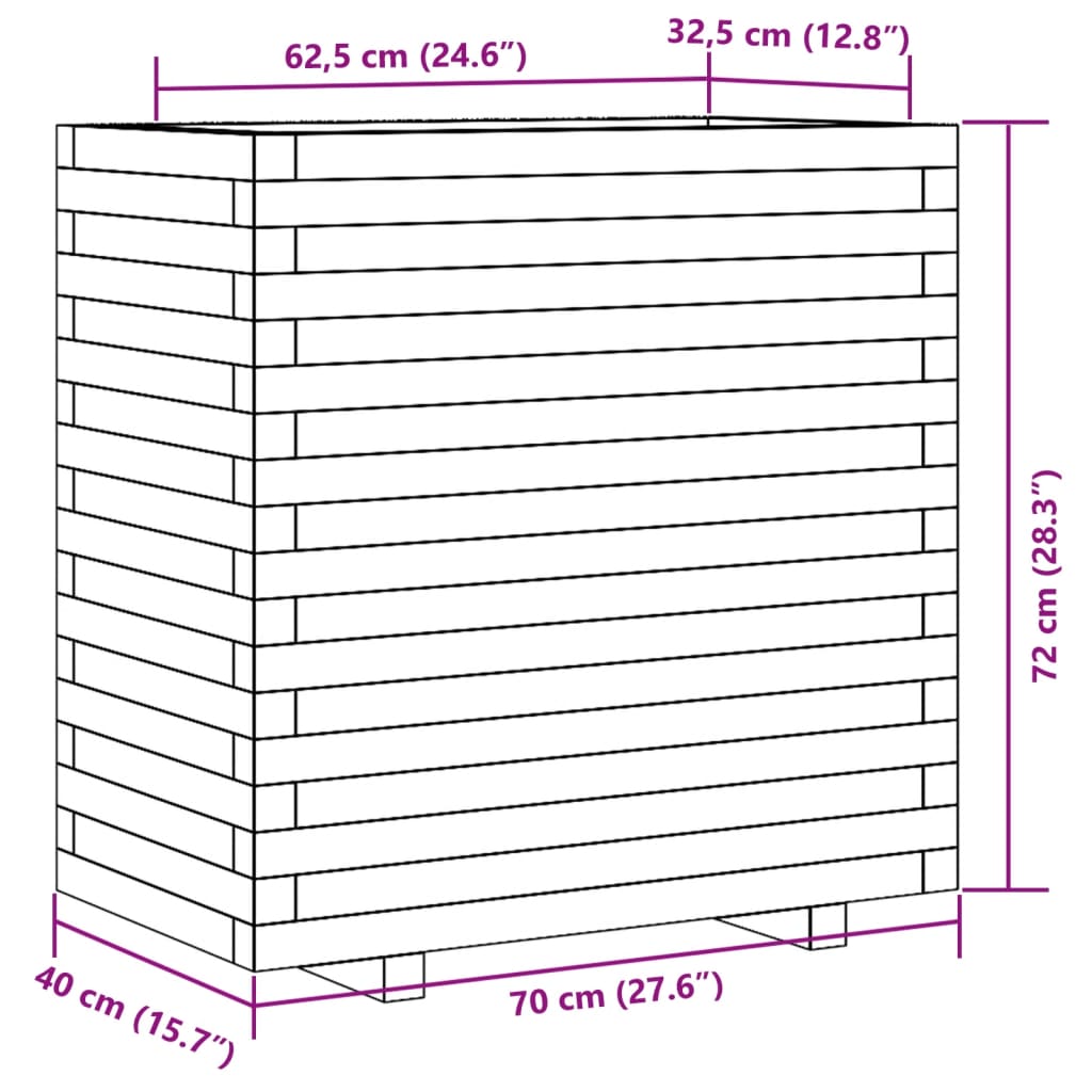 vidaXL Garden Planter 70x40x72 cm Impregnated Wood Pine