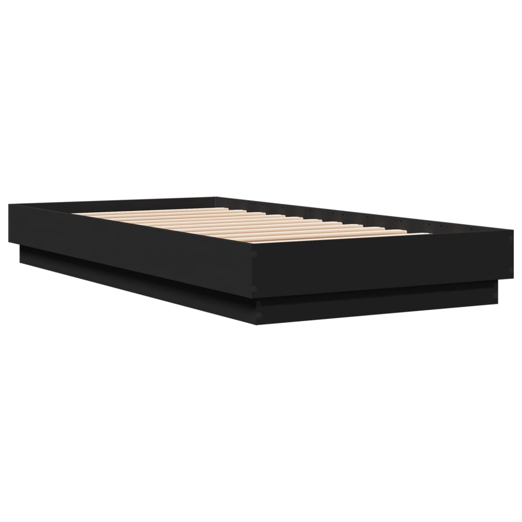 vidaXL Bed Frame Black 75x190 cm Engineered Wood