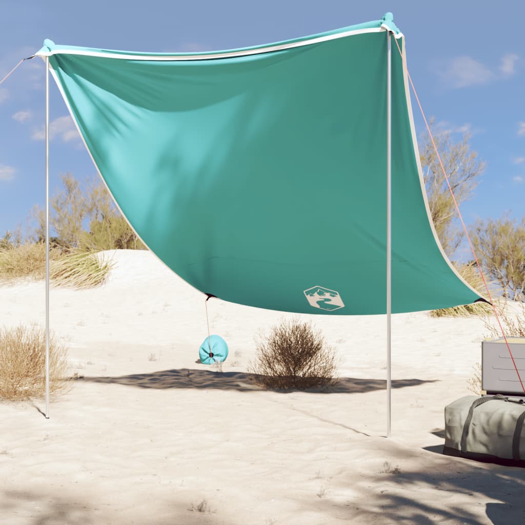 vidaXL Beach Canopy with Sand Anchors Green 214x236 cm