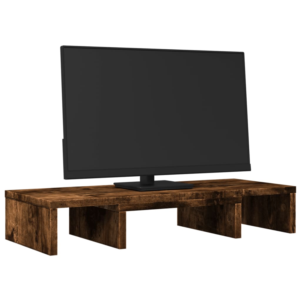 vidaXL Monitor Stand Adjustable Smoked Oak 60x24x10.5 cm Engineered Wood