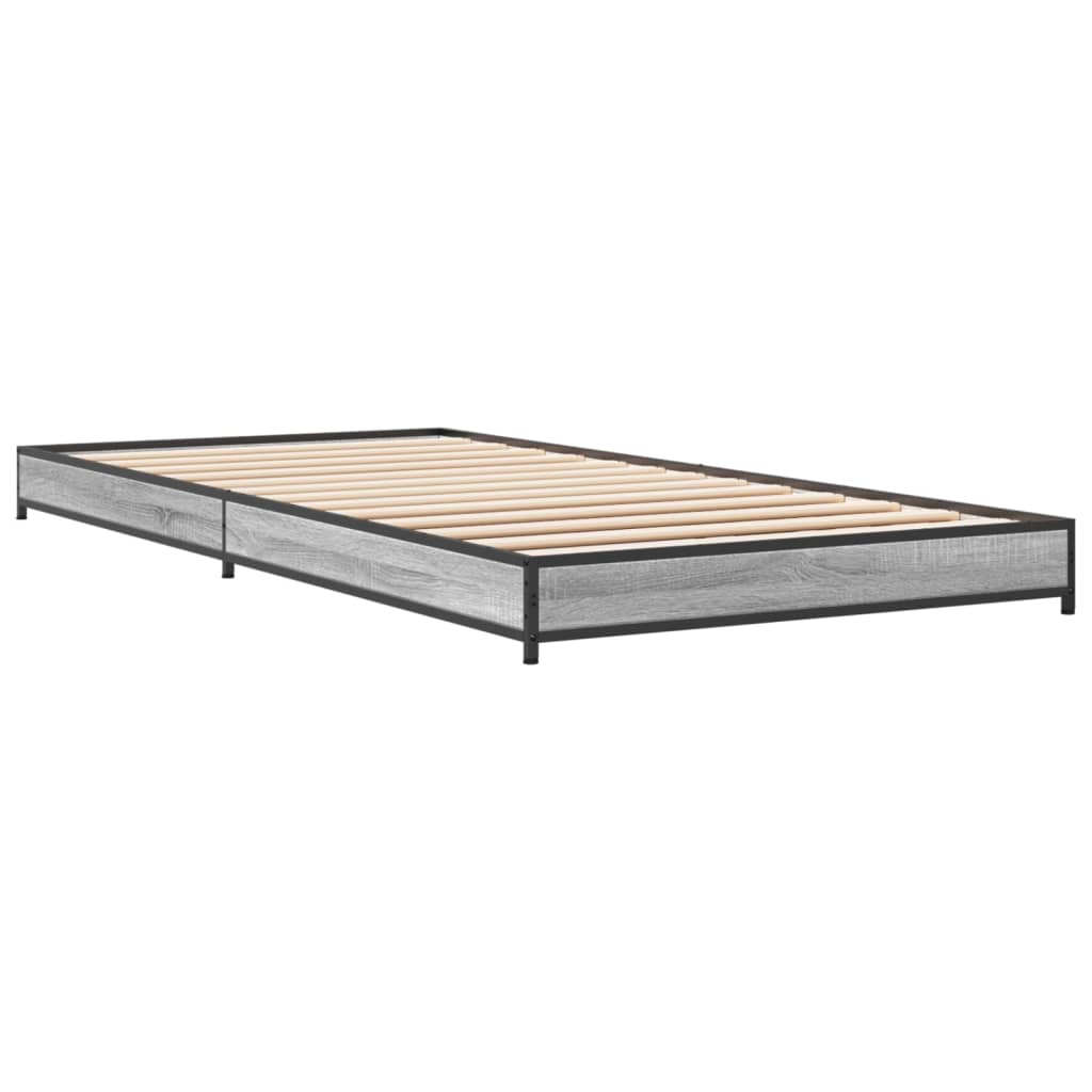 vidaXL Bed Frame without Mattress Grey Sonoma 75x190 cm Small Single