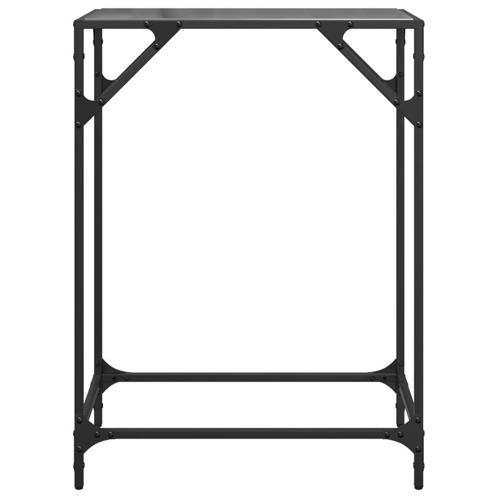 vidaXL Console Table with Black Glass Top 60x35x81 cm Steel