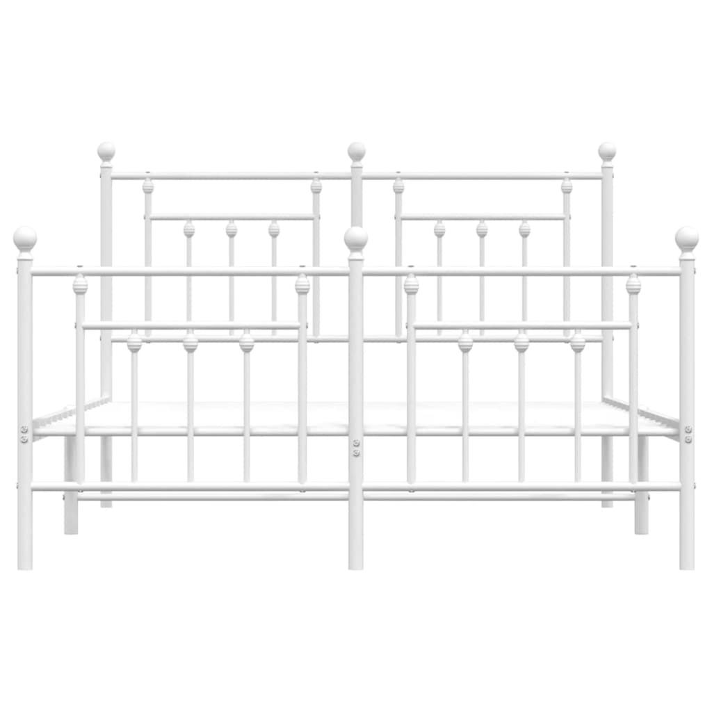 vidaXL Metal Bed Frame without Mattress with Footboard White 150x200 cm King Size