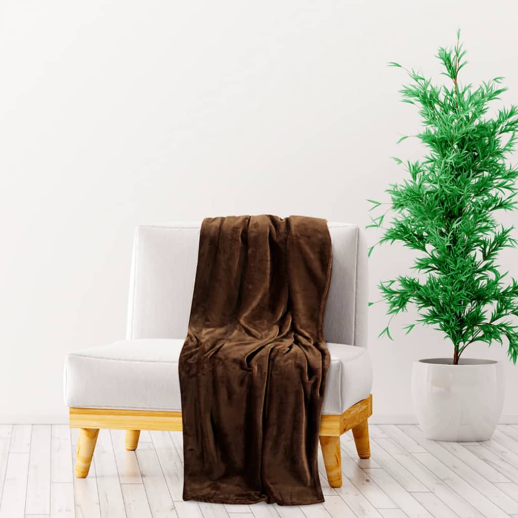 vidaXL Blanket Cocoa Brown 200x240 cm Polyester