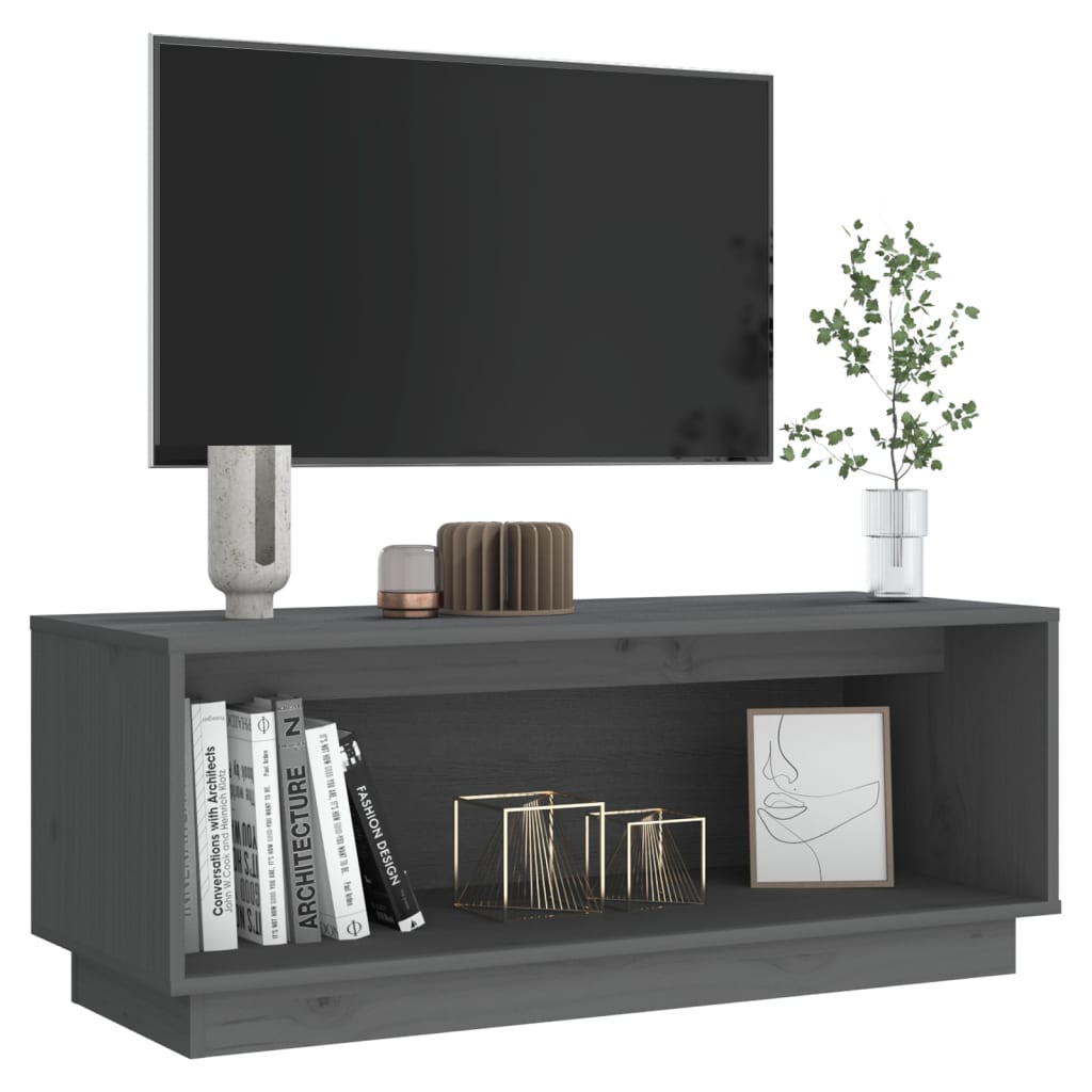 vidaXL TV Cabinet Grey 90x35x35 cm Solid Wood Pine