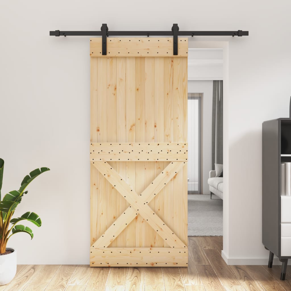 vidaXL Sliding Door with Hardware Set 90x210 cm Solid Wood Pine