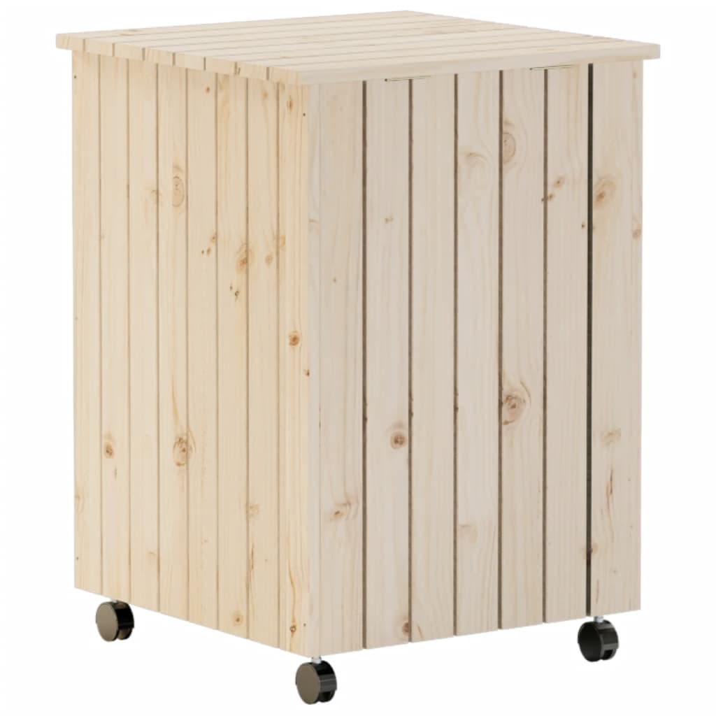 vidaXL Laundry Basket with Wheels RANA 45x45x64 cm Solid Wood Pine