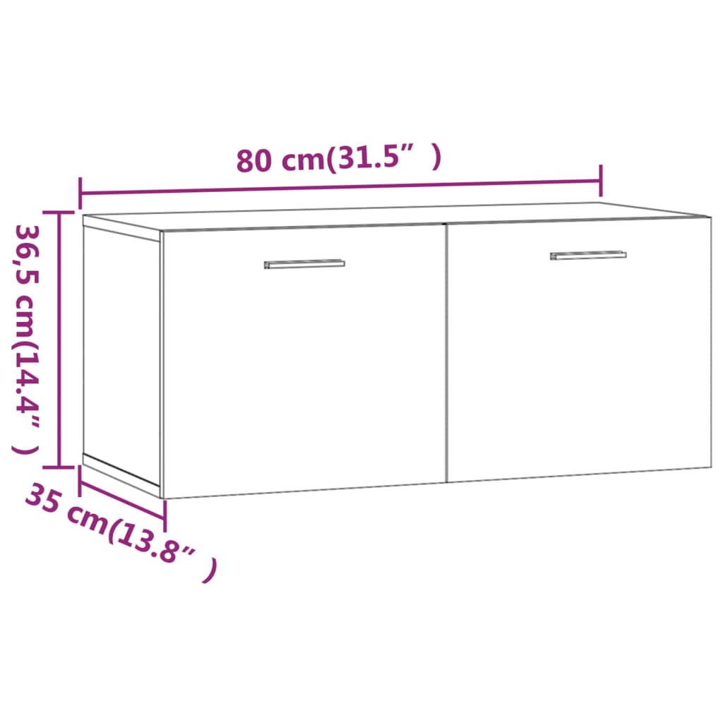 vidaXL Wall Cabinet Concrete Grey 80x35x36.5 cm Engineered Wood