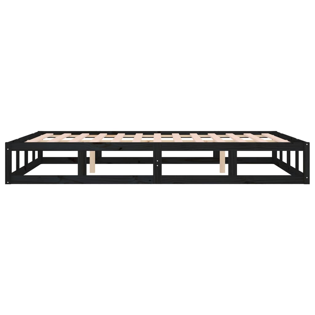 vidaXL Bed Frame without Mattress Black 140x190 cm Solid Wood