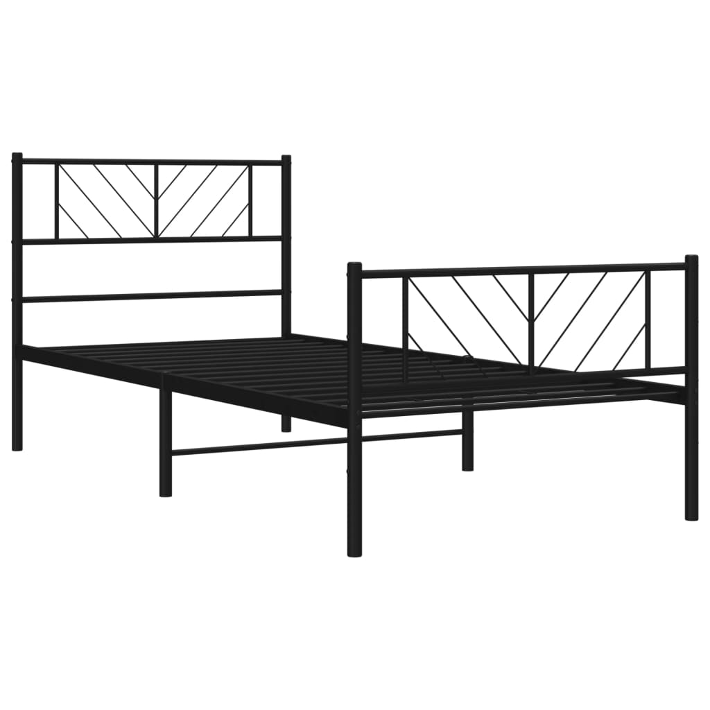 vidaXL Metal Bed Frame without Mattress with Footboard Black 100x200 cm