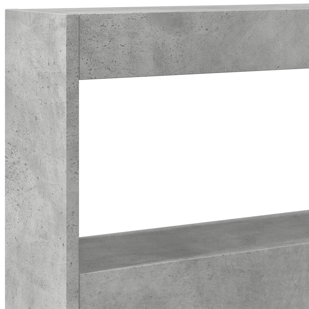 vidaXL Headboard Cabinet with LED Concrete Grey 180x17x102 cm