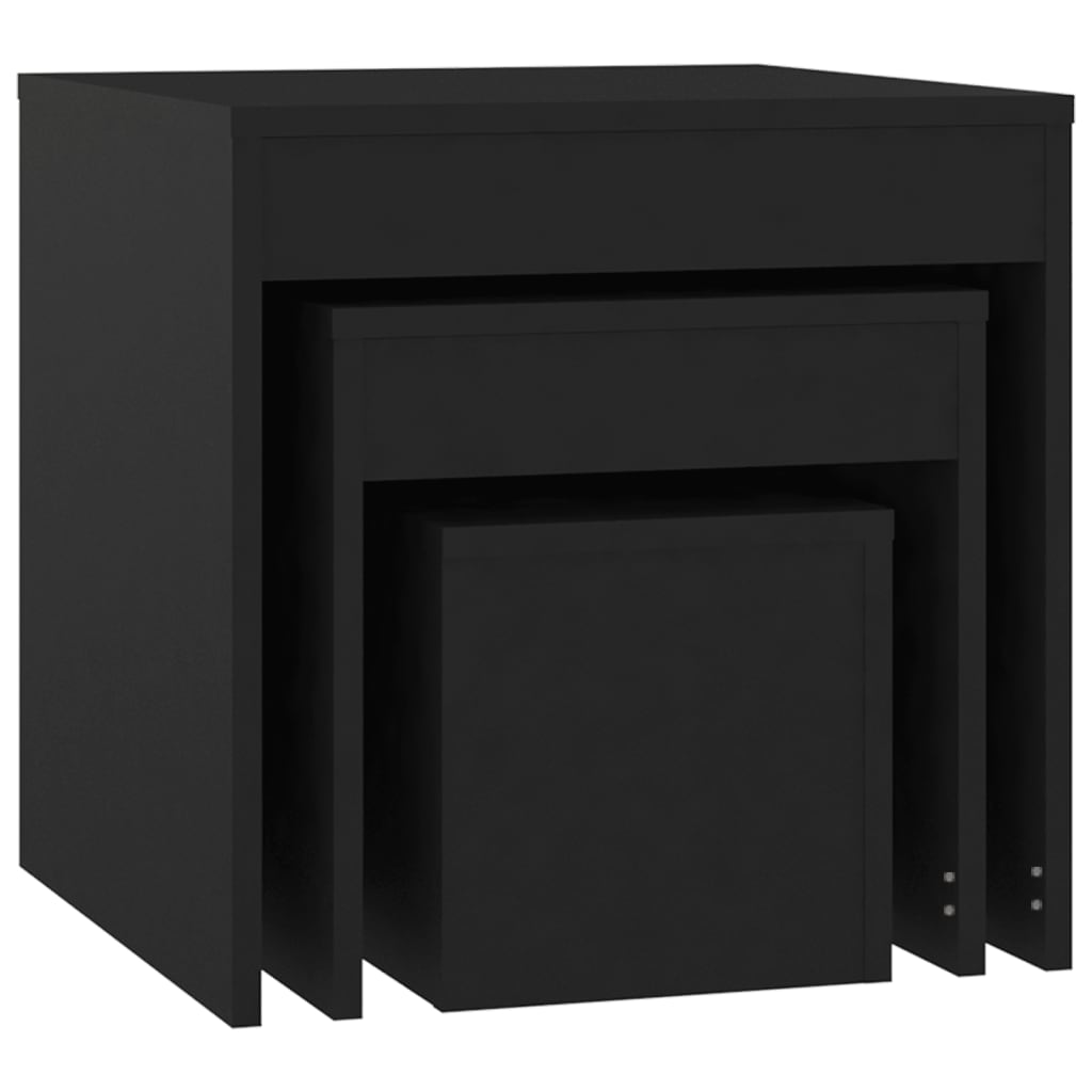 vidaXL Nesting Tables 3 pcs Black Engineered Wood