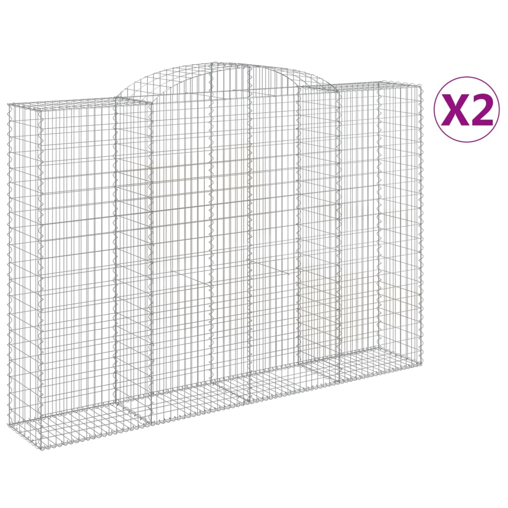 vidaXL Arched Gabion Baskets 2 pcs 300x50x200/220 cm Galvanised Iron