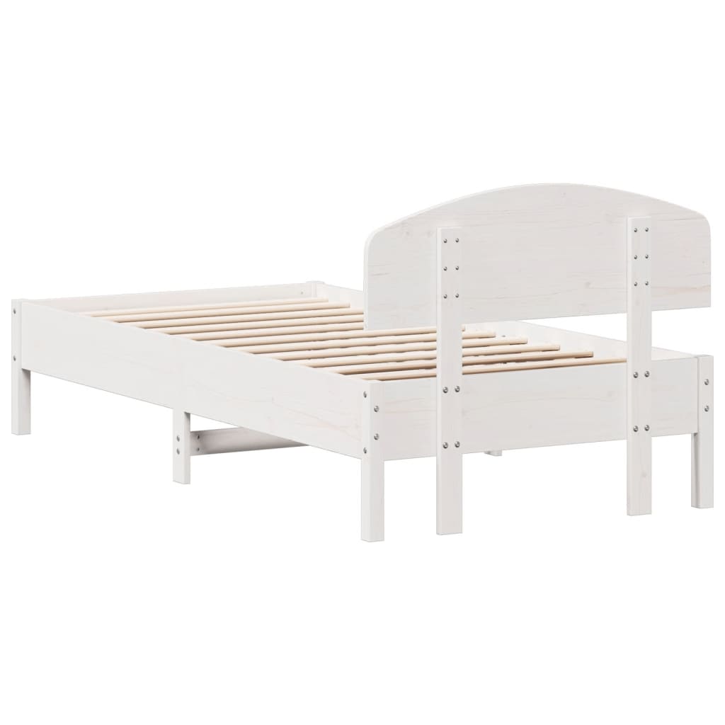 vidaXL Bed Frame without Mattress White 90x190 cm Single Solid Wood Pine