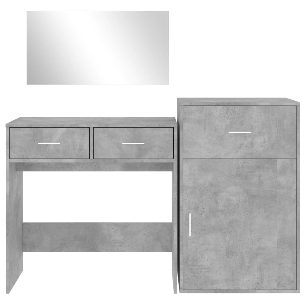 vidaXL 3 Piece Dressing Table Set Concrete Grey Engineered Wood