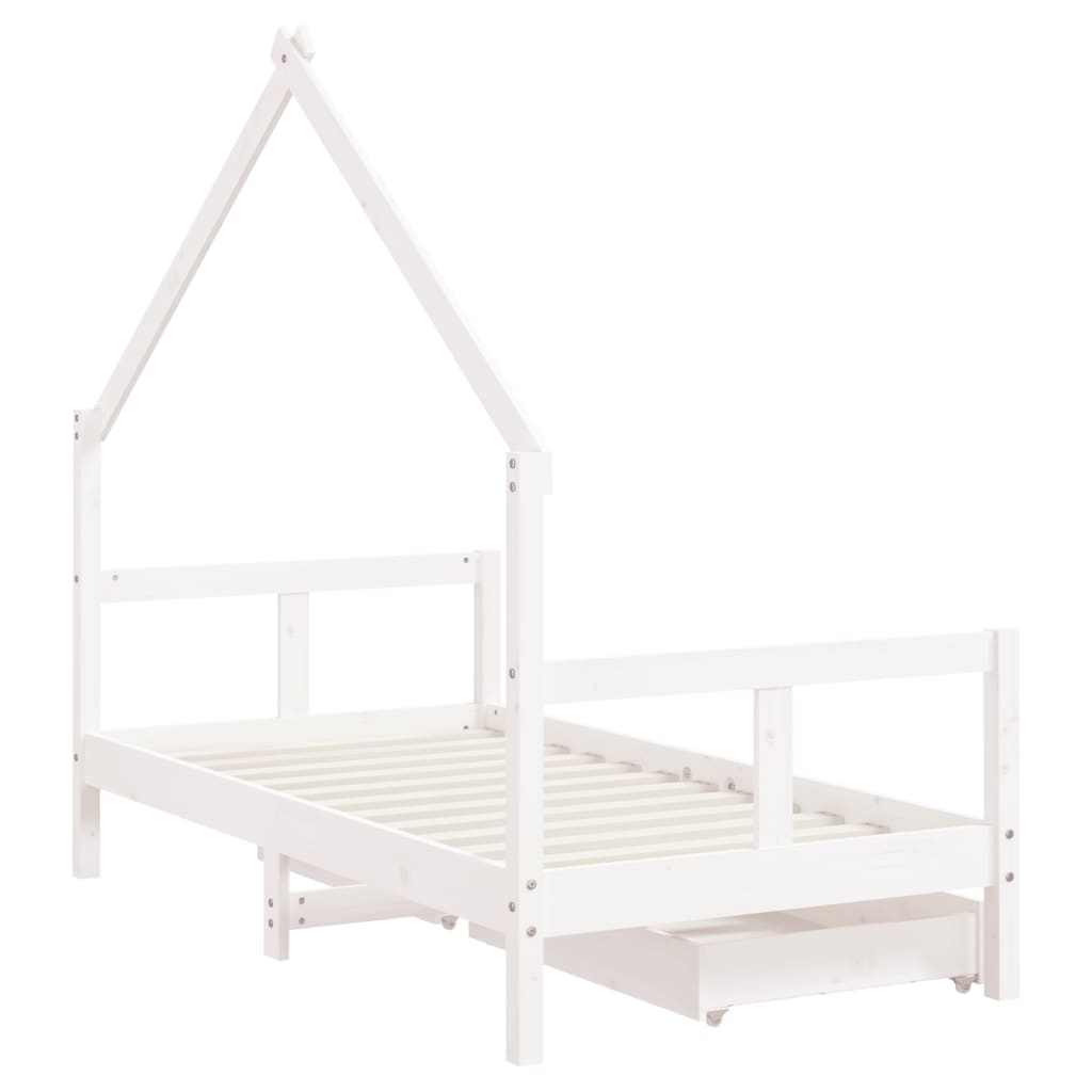 vidaXL Kids Bed Frame with Drawers Black 80x160 cm Solid Wood Pine