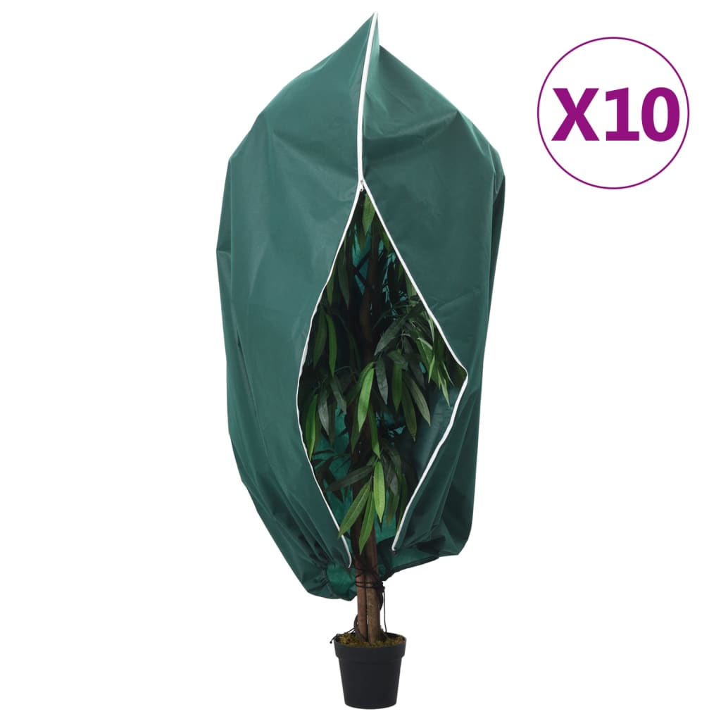 vidaXL Plant Fleece Covers with Zip 10 pcs 70 g/m² 1.2x1.8 m