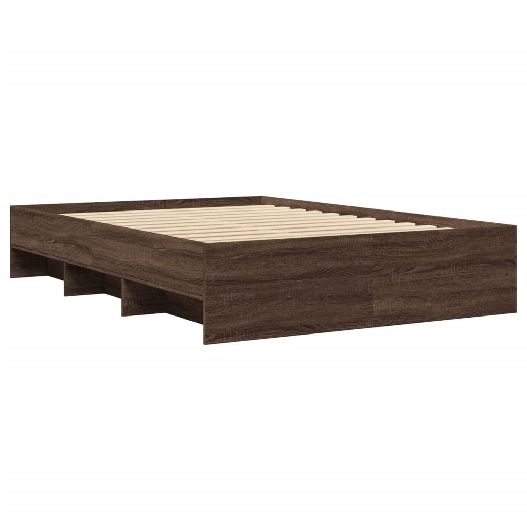 vidaXL Bed Frame without Mattress Brown Oak 140x200 cm Engineered Wood