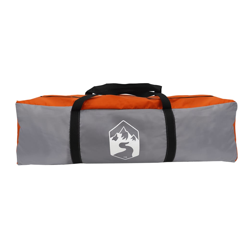 vidaXL Camping Tent Tunnel 2-Person Grey and Orange Waterproof