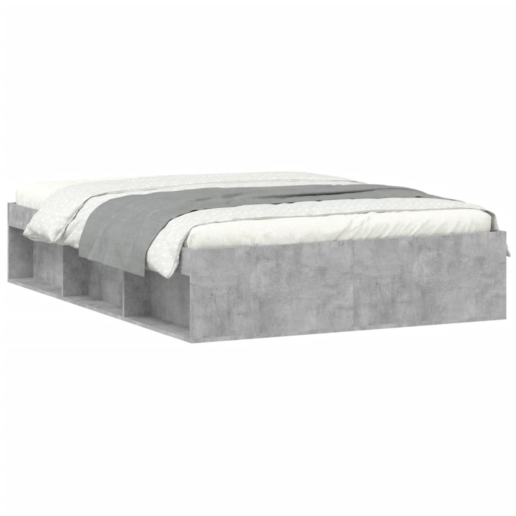 vidaXL Bed Frame without Mattress Concrete Grey 135x190 cm Double