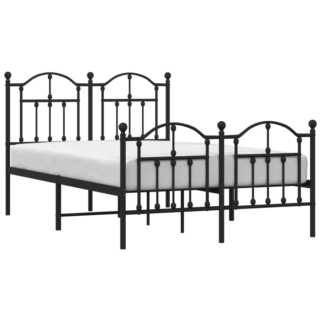 vidaXL Metal Bed Frame without Mattress with Footboard Black 120x200 cm