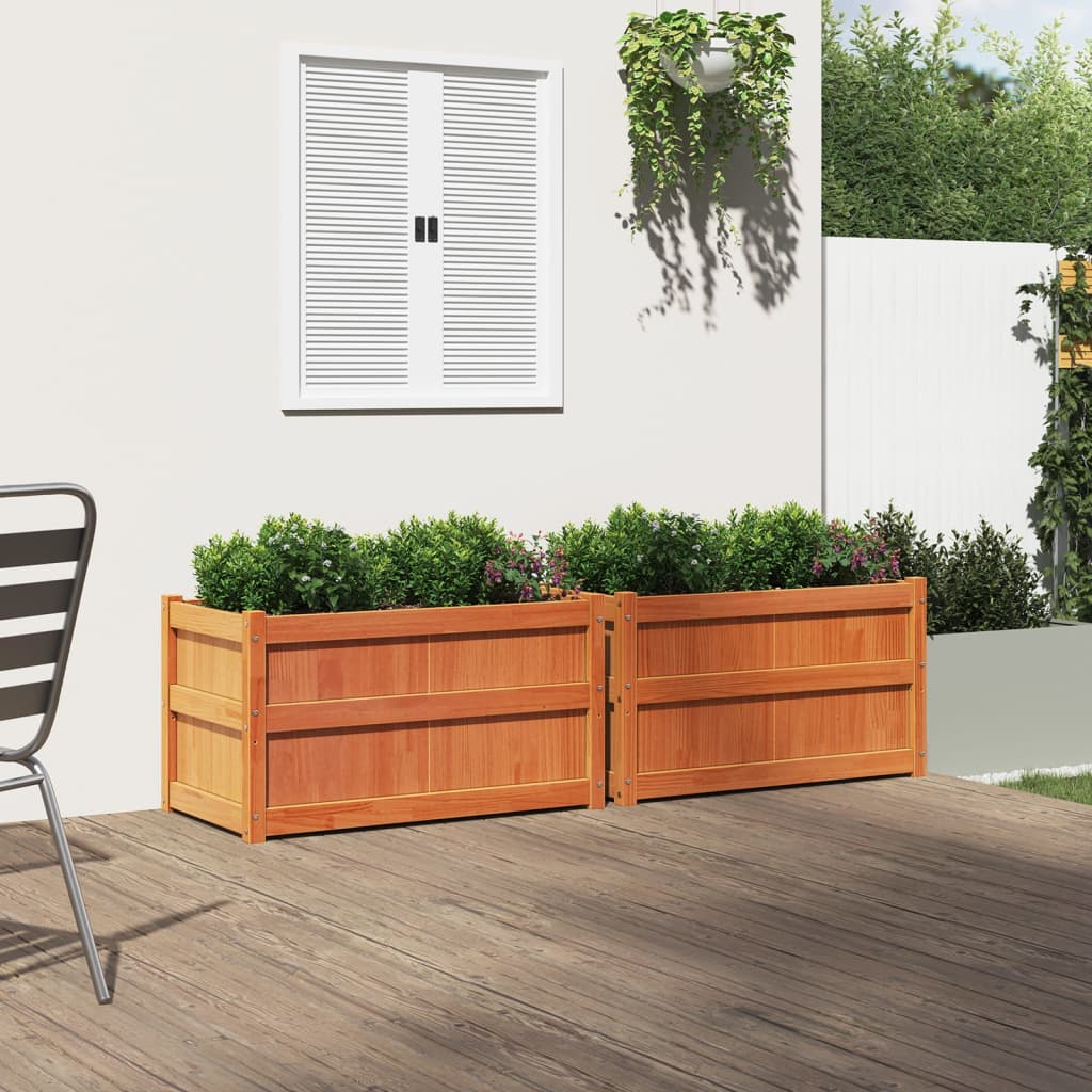 vidaXL Garden Planters 2 pcs Wax Brown Solid Wood Pine