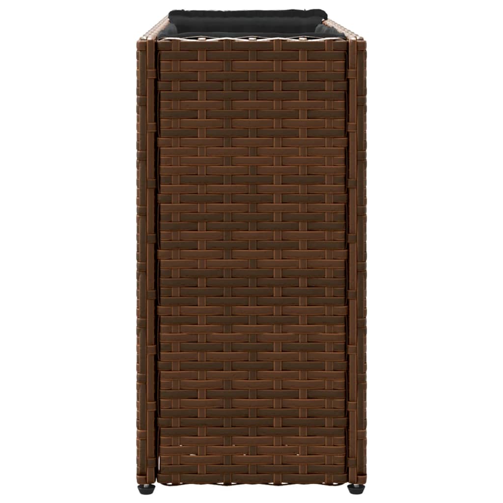 vidaXL Garden Planters with 2 Pots 2 pcs Brown 90x20x40 cm Poly Rattan