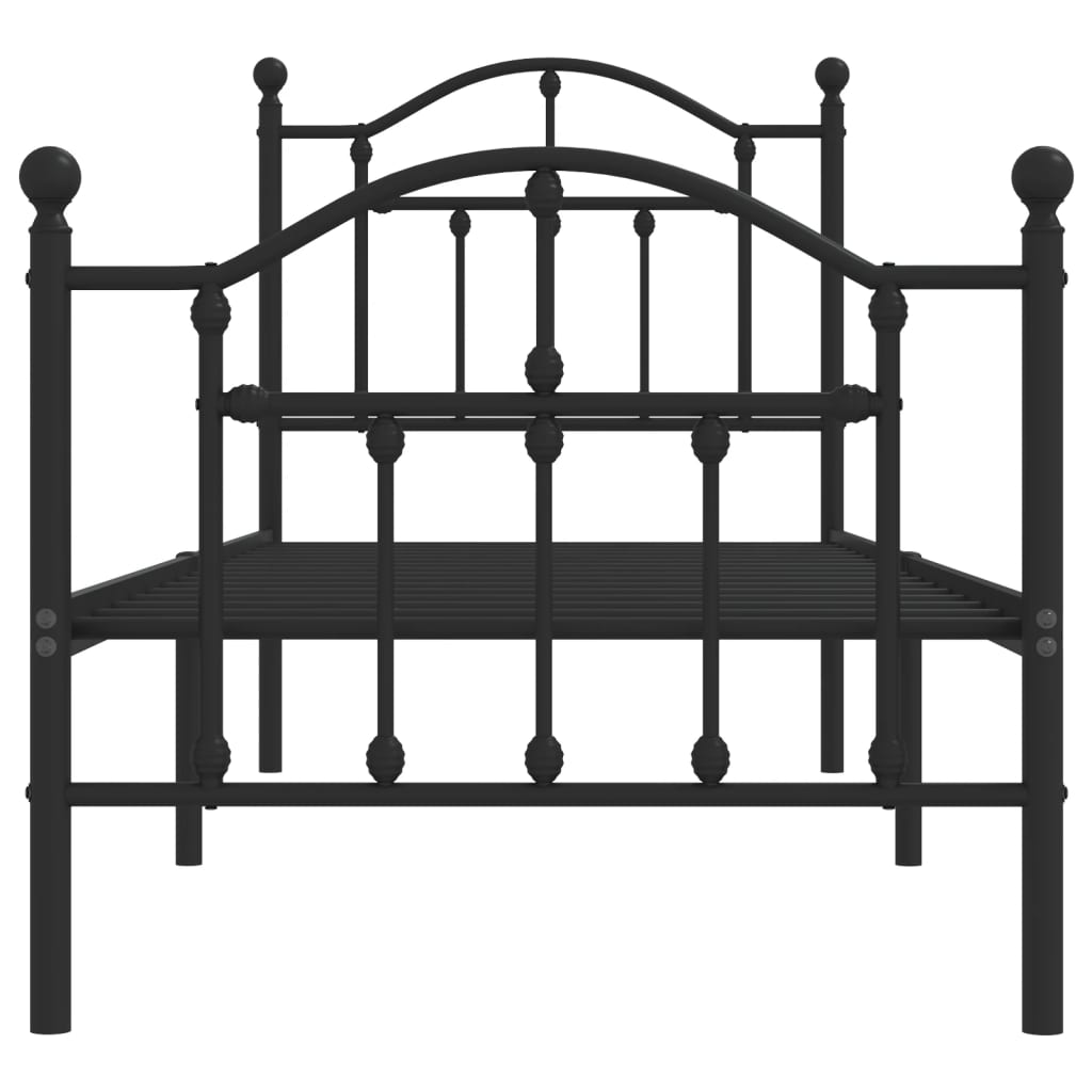 vidaXL Metal Bed Frame without Mattress with Footboard Black 75x190 cm Small Single