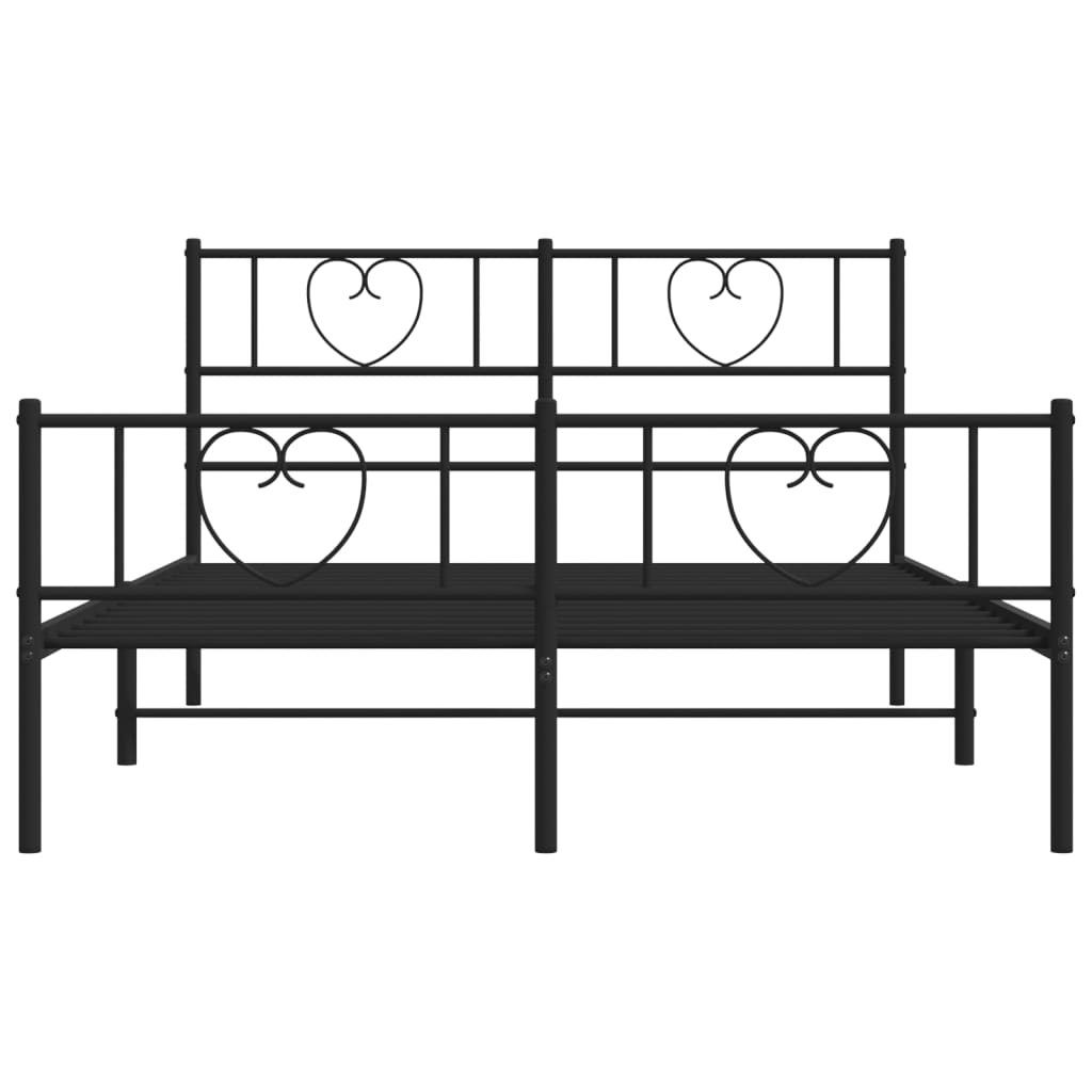 vidaXL Metal Bed Frame without Mattress with Footboard Black 150x200 cm King Size