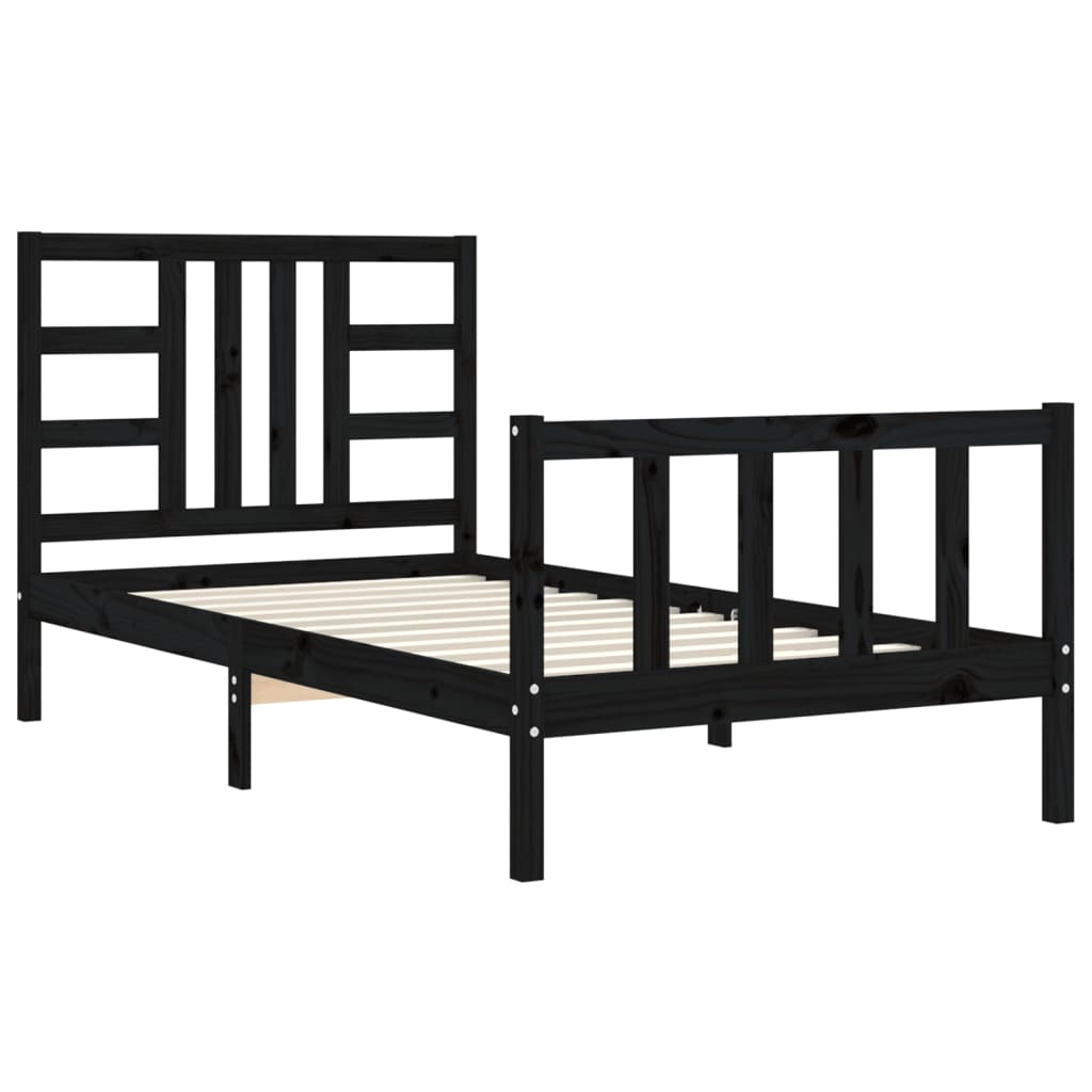 vidaXL Bed Frame without Mattress Black 90x200 cm Solid Wood Pine