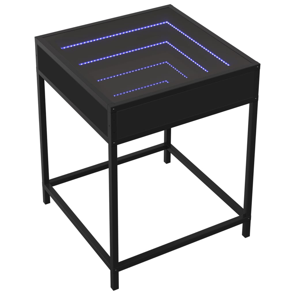 vidaXL Bedside Table with Infinity LED Black 40x40x51 cm