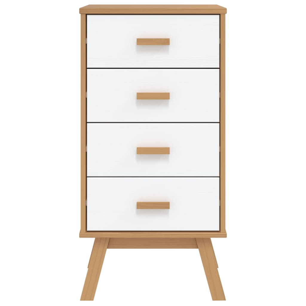 vidaXL Bedside Cabinet OLDEN White and Brown Solid Wood Pine